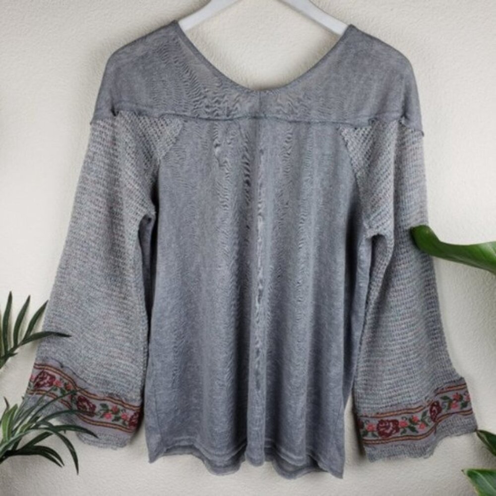 NEW Umgee Bohemian Oversized Relaxed Embroidered Blouse Knit Top size S Resort - Picture 4 of 8